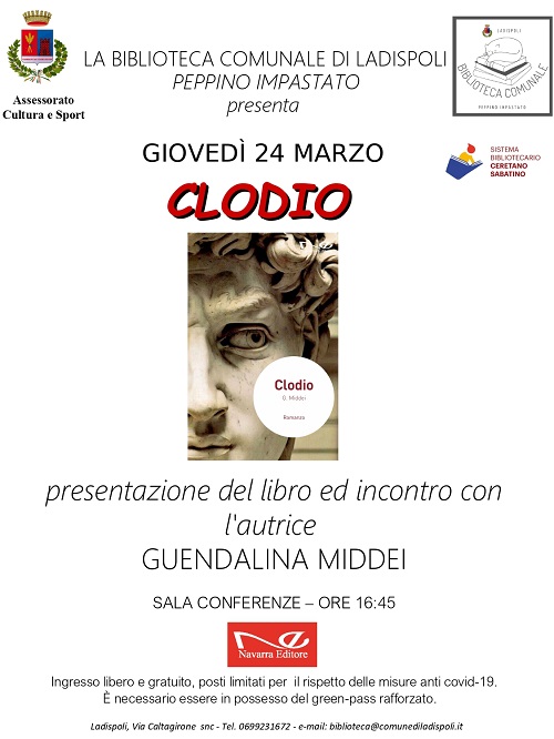 Ladispoli. Guendalina Middei presenta il suo primo romanzo “Clodio”