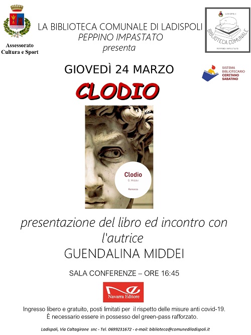 Ladispoli. Guendalina Middei presenta il suo primo romanzo “Clodio